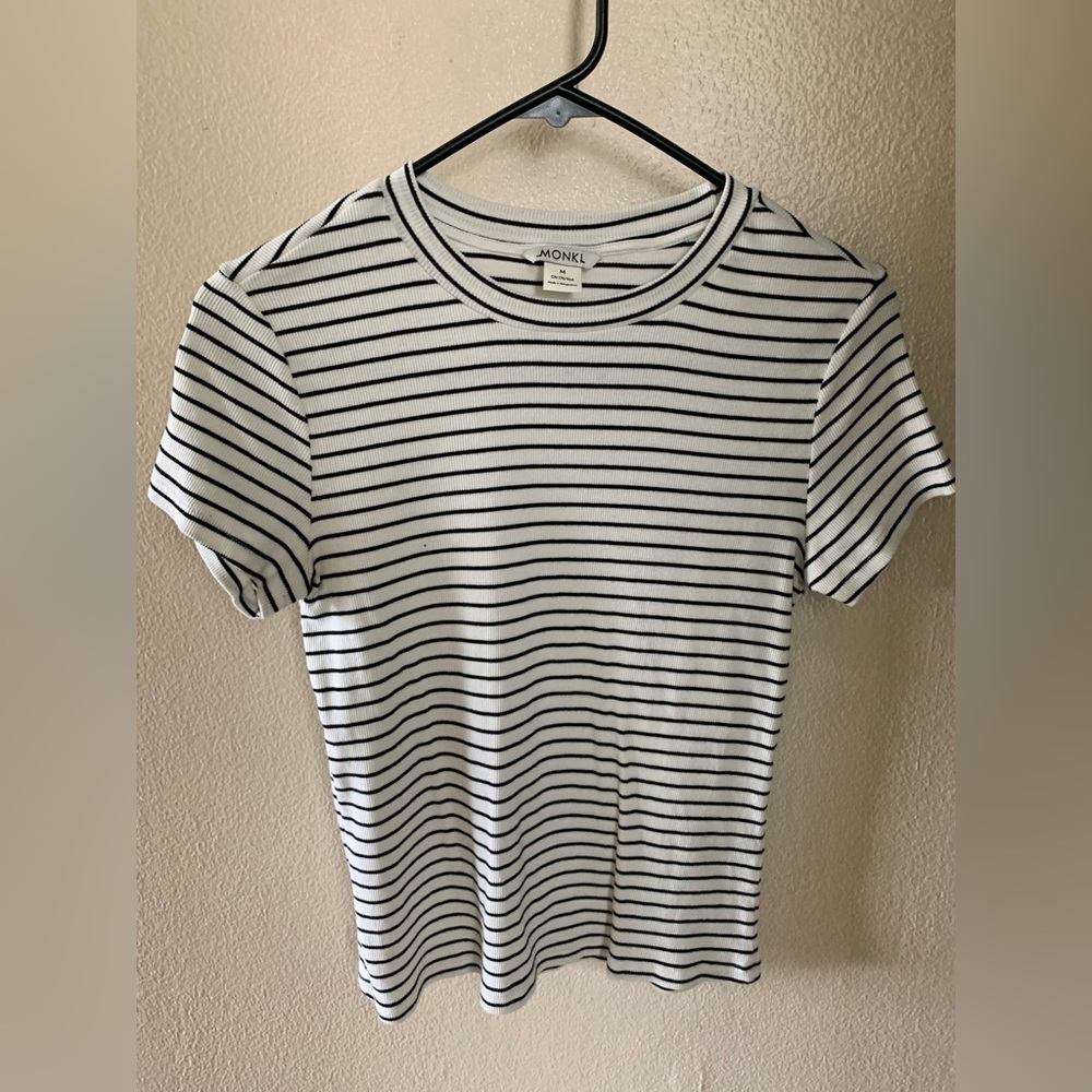 Monki Black & White Striped Tee
